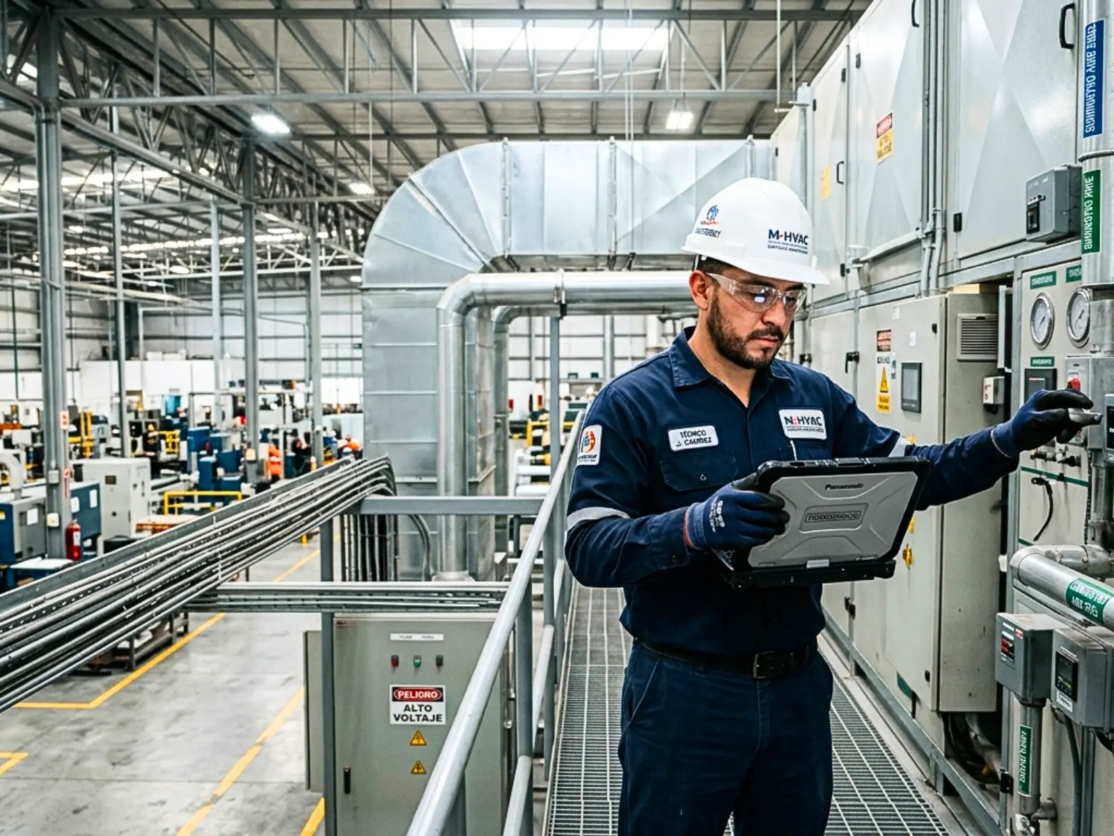 Atención HVAC en una instalación industrial